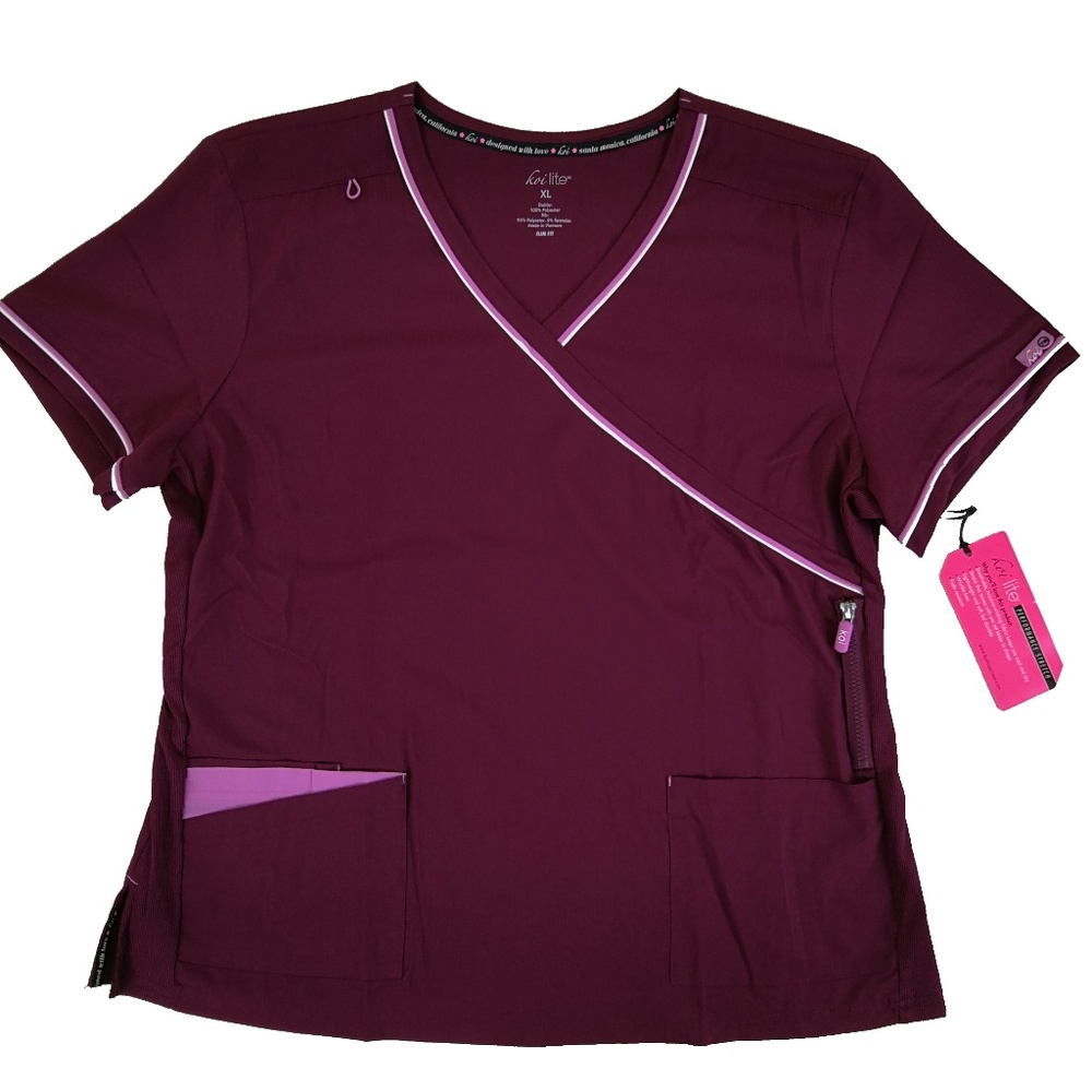 Koi Scrub Top Red Wine 382-061 Revive Uniform
